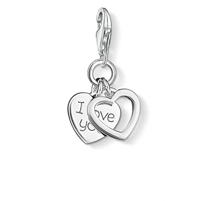 Image of Thomas Sabo Women Charm Pendant Heart I Love You Club 925 Sterling Silver 0852 001 12