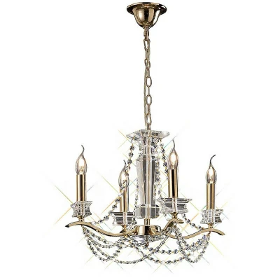 Image of Nydia Pendant 4 Light E14 French Gold/Crystal