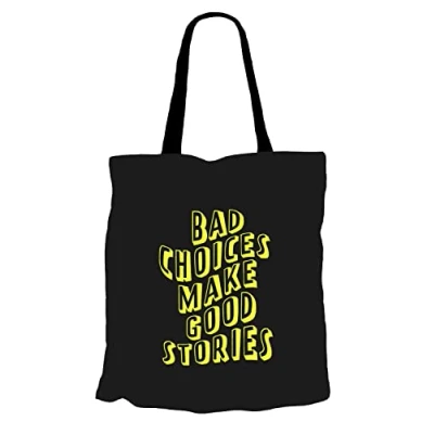 Image of ERT GROUP Original and officially licensed by Babaco black canvas shoulder bag with print, pattern Bad choices 002, cotton