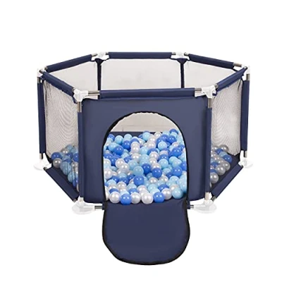 Image of Selonis Hexagon 6 Side Play Pen with 200 Balls, Blue:Babyblue/Blue/Pearl