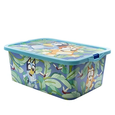 Image of Stor Bluey Storage Box Container with Click Lock Lid, For Kids, Bedroom, Playroom, Toys, BPA Free, 13 Litre