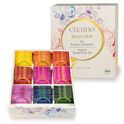 Image of Creano Organic Fruit Tea Herbal Gift Set 90 Bags in 9 Dreamy Varieties 180 g