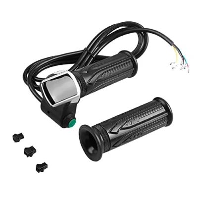 Image of Dilwe E Bike Throttle Twists, Grip Waterproof LCD Screen Twist Accelerator Handle Grips and Bent Cable Set for Electric Cars (48V)