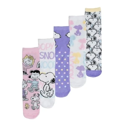 Image of United Labels The Peanuts Snoopy Socks for Women Women&#039;s Sneaker Stockings 38 43 (Pack of 5), multicoloured,