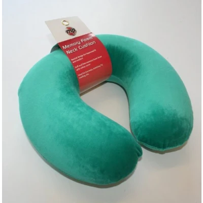 Image of Motionperformance Essentials Teal Green Super Soft Velour Luxury Firm Memory Foam Neck Support &amp; Comfort Pillow Cushion (Travel, Home, Plane, Car, Relax, Sleep)