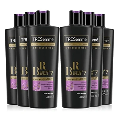 Image of Tresemme, Cleansing Biotin Shampoo, Hair Care For Women, Repairs And Moistuiriserises Damaged Hair, Softens Cleans All Styles Colours (6 x 400 ml)