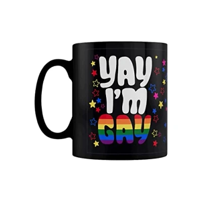 Image of Grindstore Yay I&#039;m Gay Mug Panel Black