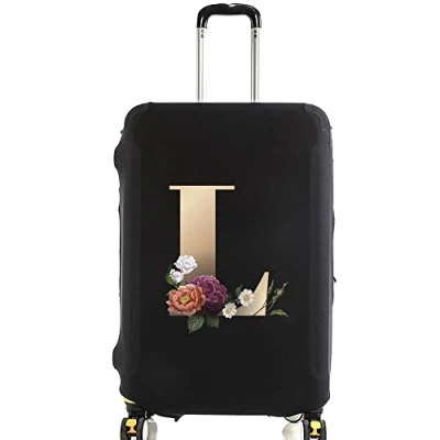 Image of initial letter Printed Design Travel Trolley Case Cover Protector Washable Suitcase Luggage Storage Covers for 18 28 inch (L (26 Luggage), Gold L)