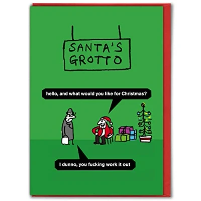 Image of Modern Toss Official Rude Christmas Cards &#039;Santas Grotto&#039; Funny Xmas For Friends Mates Him Her Men Women Mum Dad Sold By Brainbox Candy