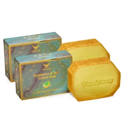 Image of ComfyCozy Crystal Soap Natural Hand &amp; Body Wash Luxury Beauty Pamper Gift, Eucalyptus, 2 Pack