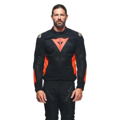 Image of Dainese Energyca Air Tex Jacket, Cordura Motorbike Jacket for Men, Abrasion Resistant, Men Motorcycle Windproof Lining, Breathable, with Replaceable Shoulder Protection, Black/Red