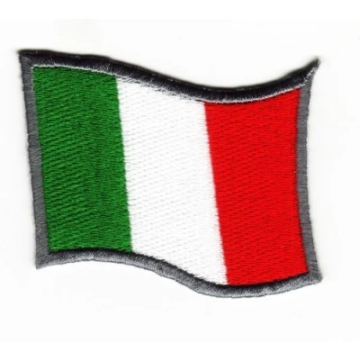 Image of Sew on Iron Embroidered Patch Italian Waving Flag Italy Italia Badge
