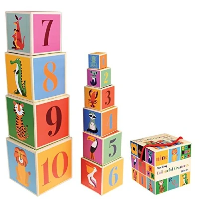 Image of Rex London Kids&#039; Alphabet &amp; Number Stacking Blocks (choice of design Colourful Creatures)