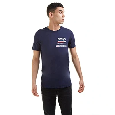 Image of Nasa Men&#039;s Plane Aeronautics T Shirt, Blue (Navy Navy), L UK