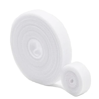 Image of 5m Fastening Tape Hook and Loop Straps Cable Ties for Management, 1cm Wide, White