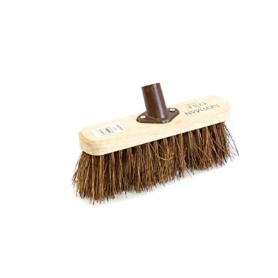 Image of Newman and Cole 10&quot; Wooden Broom Head with Stiff Natural Hard Bristle Replacement for Outdoor Garden Yard Brush Sweeping Fitted Fixing Bracket Connector (10&quot; Bassine)