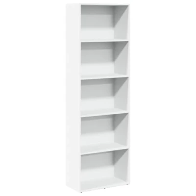 Image of vidaXL White Bookcase 60 x 30 189 cm in Multilayer Wood, Bookshelf, Book Shelf, Shelving Unit, Storage Cabinet