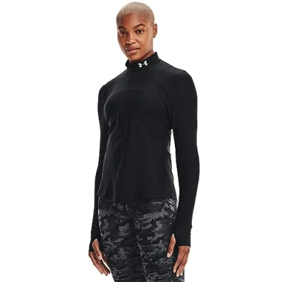 Image of Under Armour UA Qualifier Half Zip Warm up Top, Women Black, Black/Black/Reflective (001), X Large