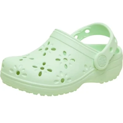 Image of Crocs Classic Floral Cut Out Clog T, Jade Tint, 6 UK Child