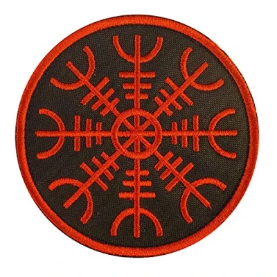 Image of Aegishjalmr Viking Helm of Awe Terror Protection Norse Rune Iron On Sew Embroidered Patch