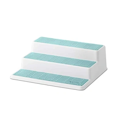 Image of Copco Non Skid 3 Tier Spice Pantry Kitchen Cabinet Organizer, 10 Inch, White/Aqua