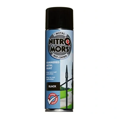 Image of Nitromors Anti Rust Hammered Finish Metal Spray Paint, No Primer Required, Black, 500 ml