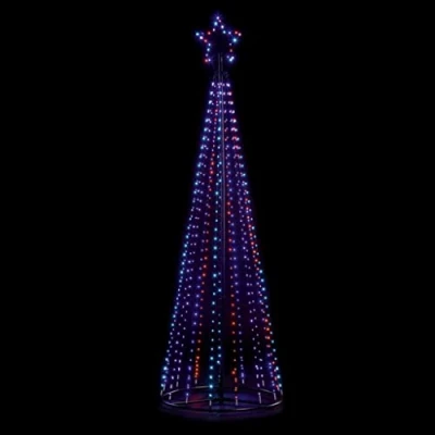Image of Premier 4m Tall Pin Wire Multicoloured Rainbow Pyramid LED Light Tree