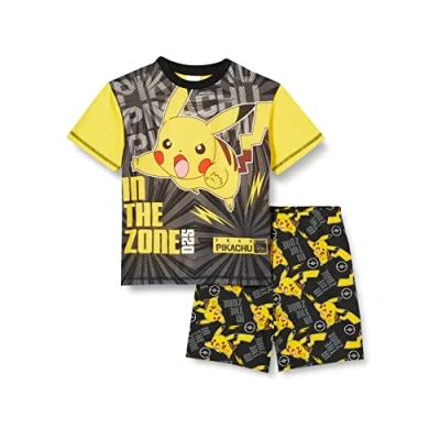 Image of Pokemon Boys Pyjamas, Pikachu Short PJs, Ages 6 to 13 Years Old, Official Kids Merchandise (UK, Age, 11 Years, 12 Regular, Yellow)