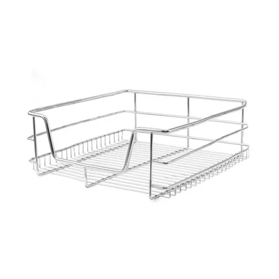 Image of KuKoo 5 x Kitchen Pull Out Soft Close Heavy Duty Baskets, 400mm Wide Cabinet, Slide Wire Storage Drawers, Organiser Metal