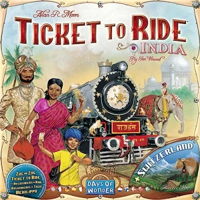 Image of Days of Wonder Ticket to Ride India Board Game EXPANSION Ages 8+ For 2 5 players Average Playtime 30 60 Minutes, Multicoloured