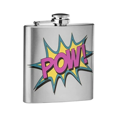 Image of Premier Housewares Pow Design Hip Flask, Stainless Steel 6 oz