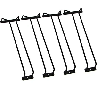 Image of RedDreamer 14 Inch Black Wine Glass Rack, Under Cabinet Holder Stainless Steel Chrome Finish Stemware Rack Hanging for Kitchen Bar, Set of 4