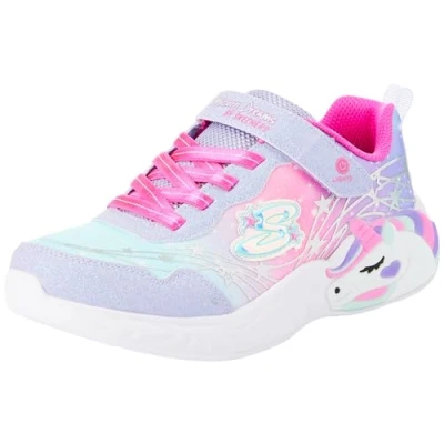 Image of Skechers Girls Trainers, Lavender Sparkle Mesh/Hot Pink Trim, 9.5 UK
