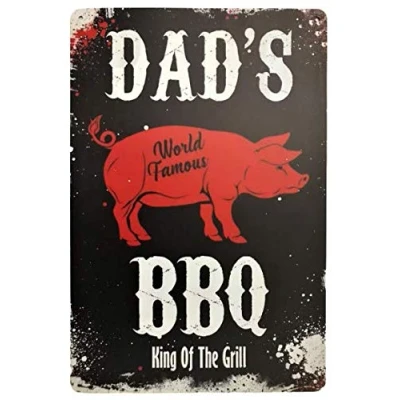Image of RETRO METAL WALL SIGN TIN VINTAGE FUNNY KITCHEN FATHERS DAY BBQ DAD GIFT BUTCHER