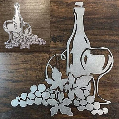 Image of Cutting Dies for Card Making, YunTrip Wine Bottle Cup Metal Die Cuts Stencil DIY Scrapbooking Album Embossing Photo Crafts Paper Cards Decorative Craft