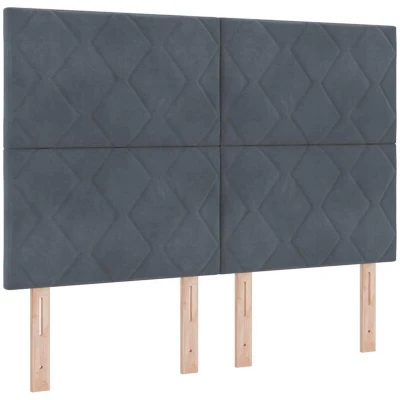 Image of vidaXL Box Spring Bed with Mattress Dark Grey 140x200 cm Velvet