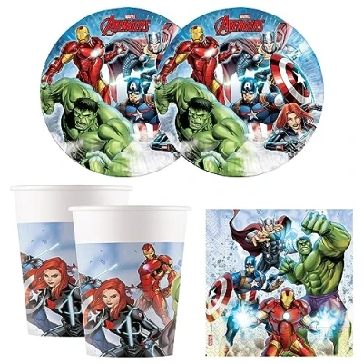 Image of Procos 10215304DY Avengers Infinity Stones Party Set, 52 Piece Disposable Tableware for Children&#039;s Birthday and Theme Party, Table Decoration