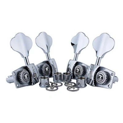 Image of Guyker Bass Tuners (2R + 2L) 1:26 Ratio Open Gear Tuning Key Pegs Machine Head Replacement for Electric Jazz Guitar or Precision Instruments Chrome