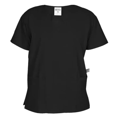 Image of Lynwood Unisex Medical Uniform Scrub Top V Neck with Short Sleeves Shirt For Professional Men and Women Professional, Hospital Work Wear, Dental &amp; Tunics (Black,M)