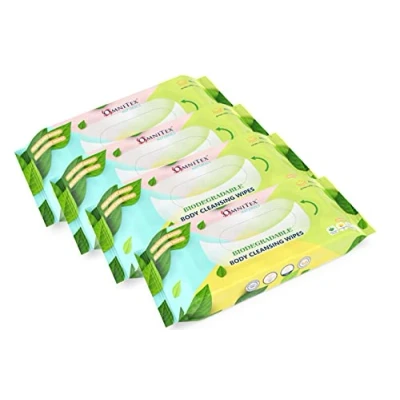 Image of 160x Omnitex Biodegradable Extra Large &amp; Thick Body Cleansing Wipes Microwaveable Rinse Free for Camping, Festivals, Elderly Bed Bath Alcohol Free, With Aloe Vera Vitamins 4x40pk