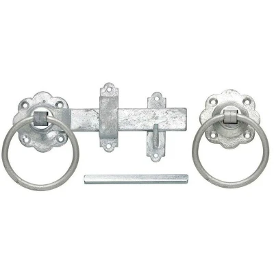 Image of Perry 150mm Plain Ring Handle Gate Latch Set Galvanised