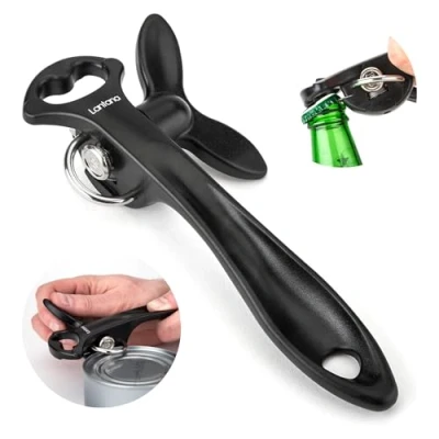 Image of Lantana 2 in 1 Safety/Smooth Edge Tin Can Opener &amp; Bottle Black/Stainless Steel