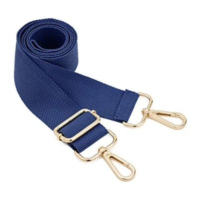 Image of Wide Shoulder Bags Strap,Adjustable Replacement Bag Strap with Metal Swivel Hooks Soft Canvas Purse Straps Belt Messenger Changeable For Crossbody Handbag(Gold Blue)