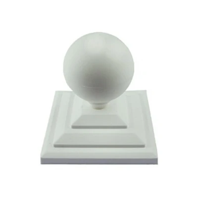 Image of 2 X Linic White Sphere Top Fence Finials + 3&quot; Post Caps. (GT0026) UK Made. Free Postage
