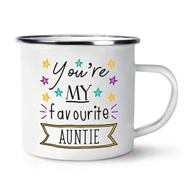 Image of You&#039;re My Favourite Auntie Stars Retro Enamel Mug Cup