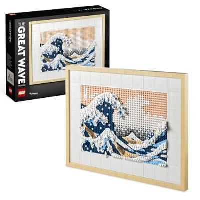 Image of LEGO Art Hokusai The Great Wave, 3D Japanese Wall Craft Set, Framed Ocean Canvas Model Kit for Adults to Build, Creative Activity Home or Office Decor, Gifts Men and Women 31208
