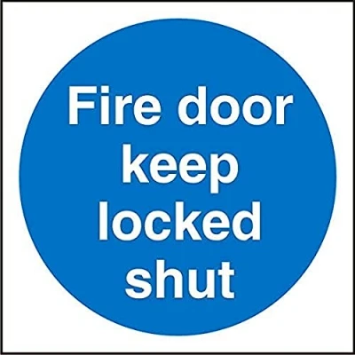 Image of Seco Fire Door Keep Locked Shut Sign, 200mm x 1mm Semi Rigid Plastic
