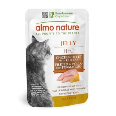 Image of almo nature HFC Cuisine Wet Cat Food Pouch Chicken Fillet &amp; Cheese (Pack of 24 x55g)