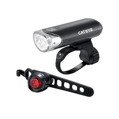 Image of CatEye EL135 Front and Orb Rear Light Set Reliable, Bright, Long Battery Life, Easy to Mount, Durable, Black