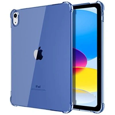 Image of TiMOVO Clear Case for iPad 10th generation Case, 2022, Slim &amp; Light Weight TPU Protective Cover with Raised Edge and Transparent Back, Navy Blue